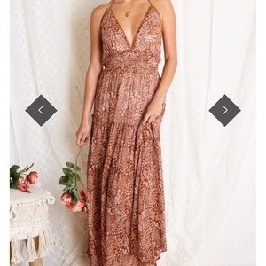 Boho open back halter dress